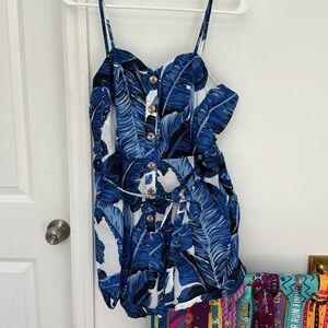 Shein Blue Banana Leaf Romper